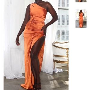 Burnt orange bridesmaid dress